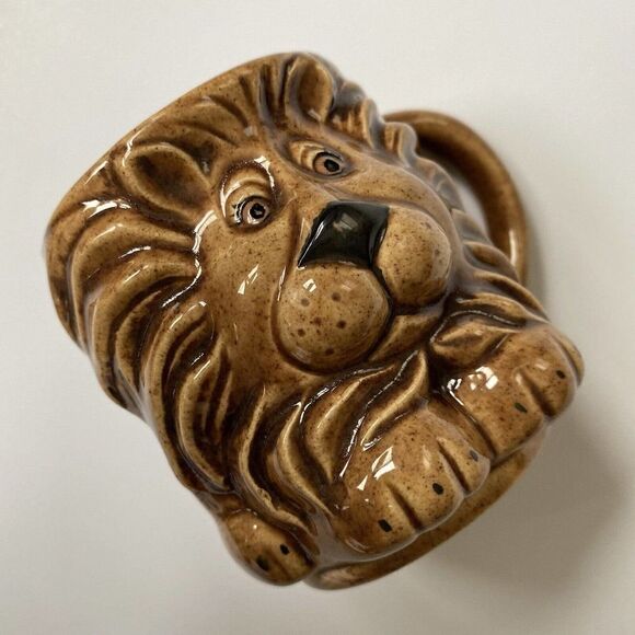 Vintage Lion Mug Cup Ceramic Coffee Tea Brown - Picture 4 of 9
